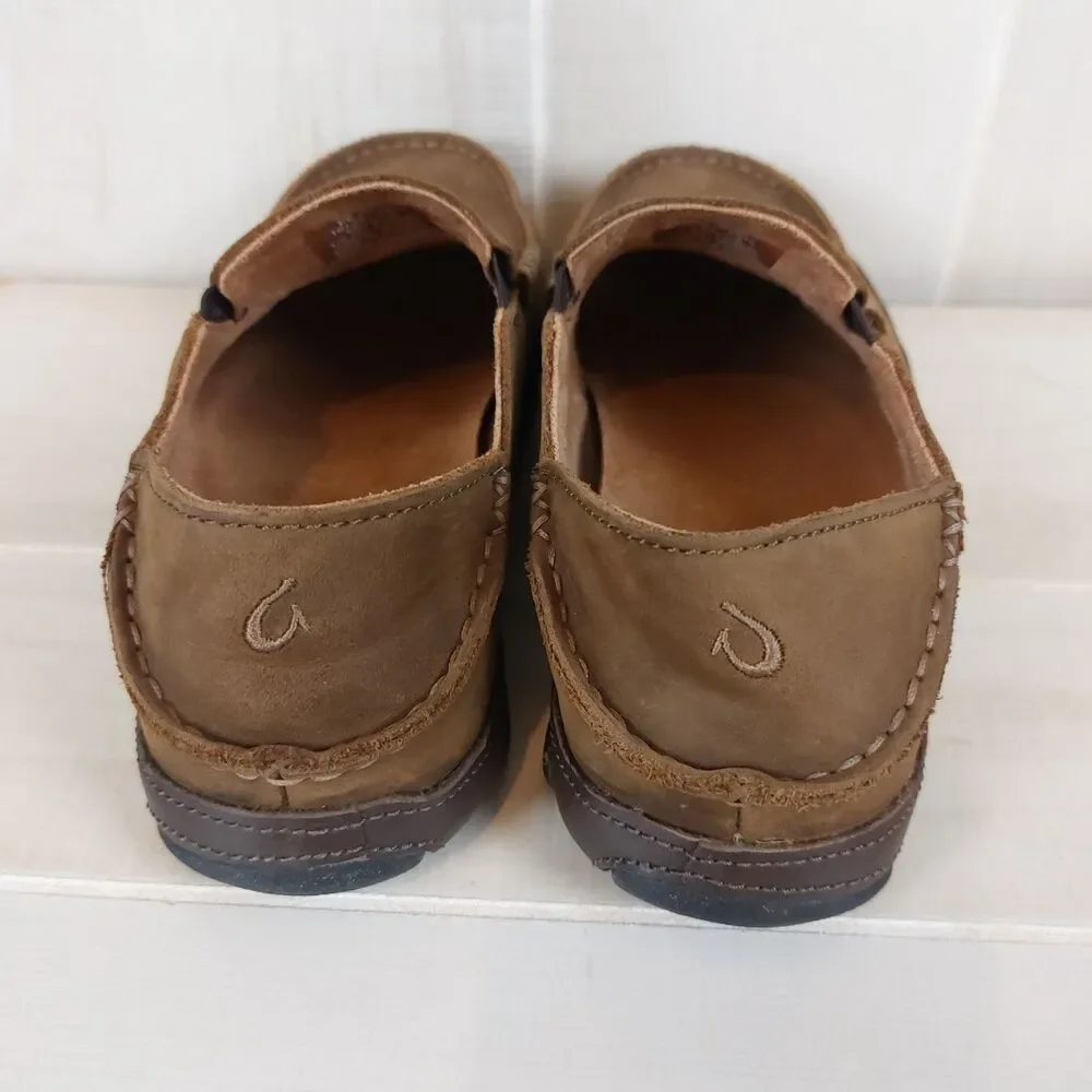 Olukai Moloa Leather Slip On Comfort Loafer Shoes Men's 7 Brown
